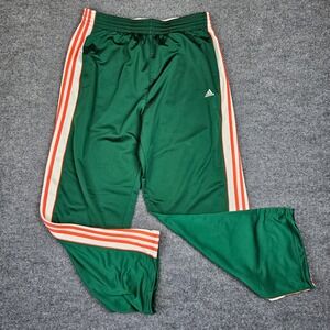 Vintage Adidas Track Pants Men's XL Green Orange Three Stripe Baggy Y2K 2000s